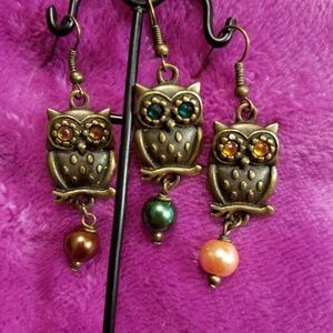 Owl Earrings- Green